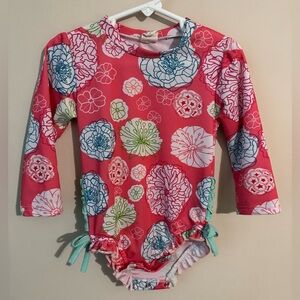 Baby Girl (9-12 mth) Pink Floral Long Sleeve 1 Piece Bathing Swimsuit Rash Guard